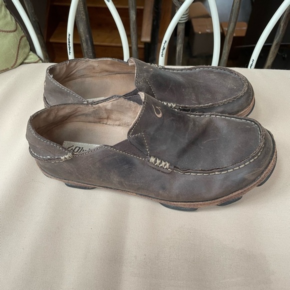 Olukai Moloā Leather Slip-On‎ Shoes in Dark Wood Size 8.5 main image 6